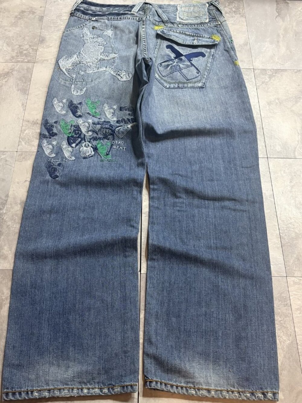 Artful Dodger Baggy Wide Leg Jeans 36x32 Blue